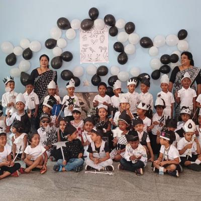 BLACK N WHITE  COLOUR DAY CELEBRATION -  KG STUDENTS